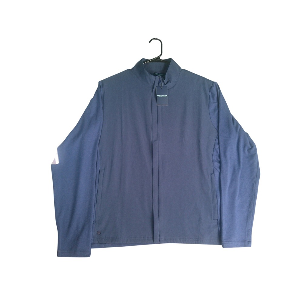 Peter Millar Crown Crafted Golf Navy Blue Two Tone Full Zip Jacket Men's XL NEW